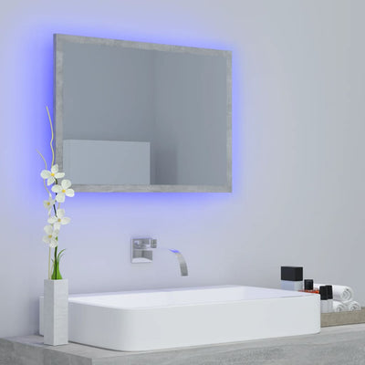 LED-kylpyhuonepeili betoninharmaa 60x8,5x37 cm akryyli