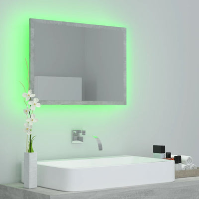 LED-kylpyhuonepeili betoninharmaa 60x8,5x37 cm akryyli