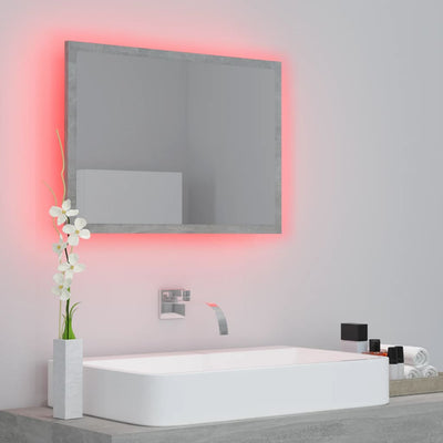 LED-kylpyhuonepeili betoninharmaa 60x8,5x37 cm akryyli
