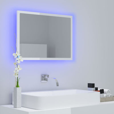 Kylpyhuonepeili LED korkeakiilto valk. 60x8,5x37 cm akryyli