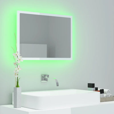 Kylpyhuonepeili LED korkeakiilto valk. 60x8,5x37 cm akryyli