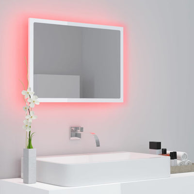 Kylpyhuonepeili LED korkeakiilto valk. 60x8,5x37 cm akryyli