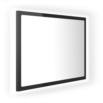 Kylpyhuonepeili LED korkeakiilto musta 60x8,5x37 cm akryyli