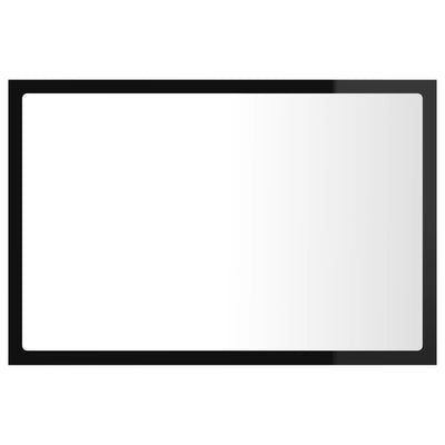 Kylpyhuonepeili LED korkeakiilto musta 60x8,5x37 cm akryyli