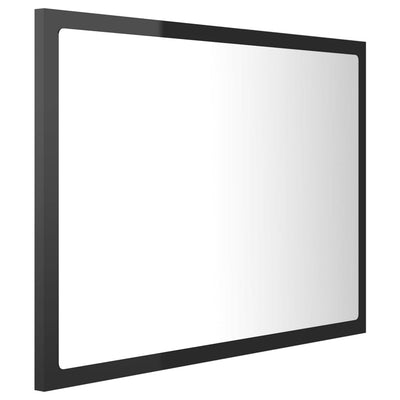 Kylpyhuonepeili LED korkeakiilto musta 60x8,5x37 cm akryyli