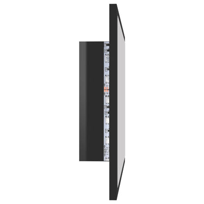Kylpyhuonepeili LED korkeakiilto musta 60x8,5x37 cm akryyli