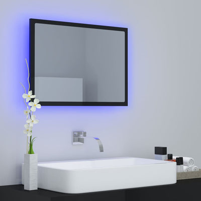 Kylpyhuonepeili LED korkeakiilto musta 60x8,5x37 cm akryyli