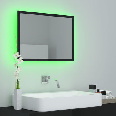Kylpyhuonepeili LED korkeakiilto musta 60x8,5x37 cm akryyli