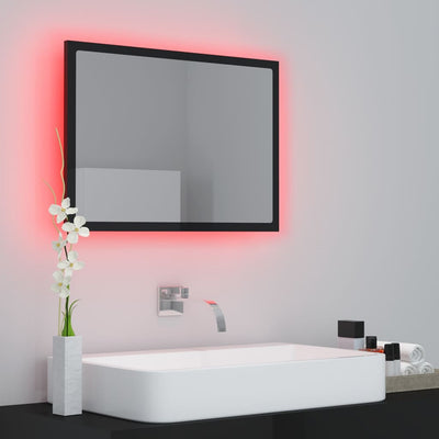 Kylpyhuonepeili LED korkeakiilto musta 60x8,5x37 cm akryyli
