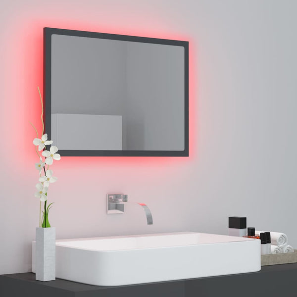 Kylpyhuonepeili LED korkeakiilto harmaa 60x8,5x37 cm akryyli