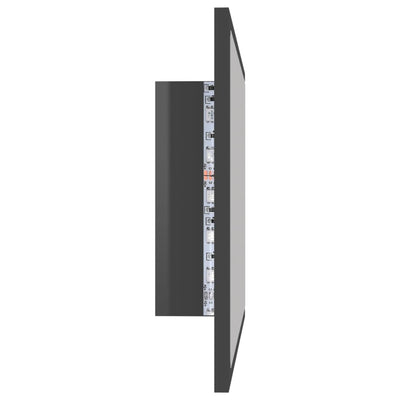 Kylpyhuonepeili LED korkeakiilto harmaa 60x8,5x37 cm akryyli