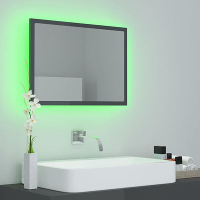 Kylpyhuonepeili LED korkeakiilto harmaa 60x8,5x37 cm akryyli
