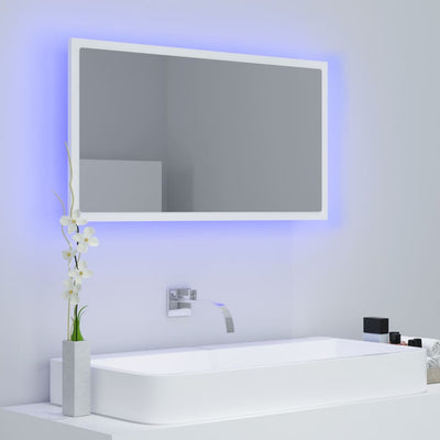 LED-kylpyhuonepeili valkoinen 80x8,5x37 cm akryyli