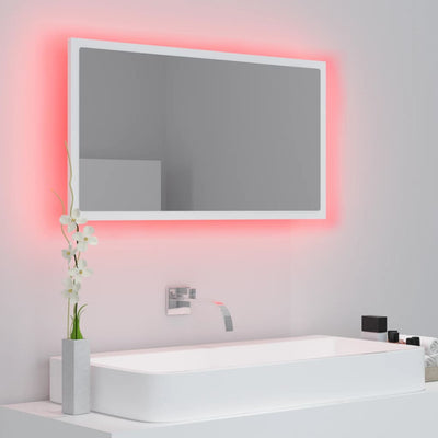 LED-kylpyhuonepeili valkoinen 80x8,5x37 cm akryyli