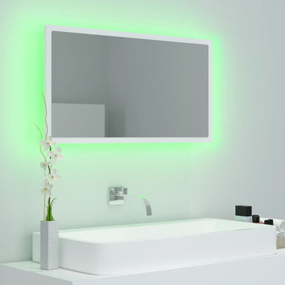 LED-kylpyhuonepeili valkoinen 80x8,5x37 cm akryyli