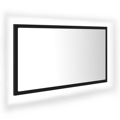 LED-kylpyhuonepeili musta 80x8,5x37 cm akryyli
