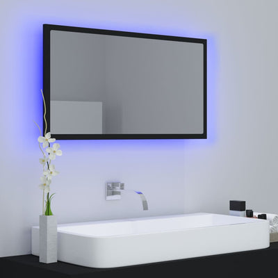 LED-kylpyhuonepeili musta 80x8,5x37 cm akryyli
