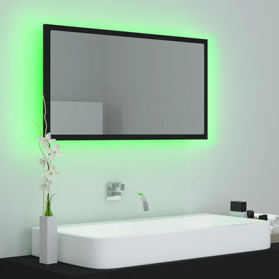 LED-kylpyhuonepeili musta 80x8,5x37 cm akryyli