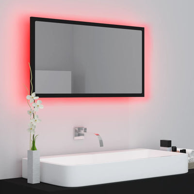 LED-kylpyhuonepeili musta 80x8,5x37 cm akryyli