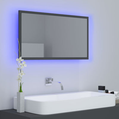 LED-kylpyhuonepeili harmaa 80x8,5x37 cm akryyli