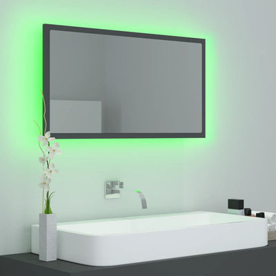 LED-kylpyhuonepeili harmaa 80x8,5x37 cm akryyli