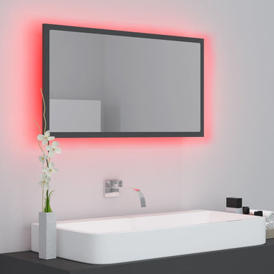 LED-kylpyhuonepeili harmaa 80x8,5x37 cm akryyli