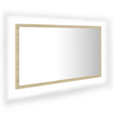 LED-kylpyhuonepeili Sonoma-tammi 80x8,5x37 cm akryyli