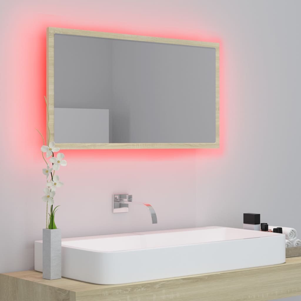 Sonoma tammi led-kylpyhuonepeili Vasilina 80x8,5x37cm (akryyli)