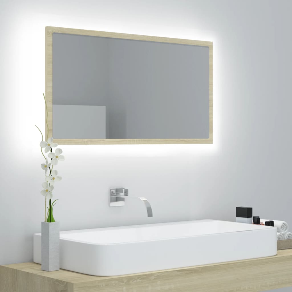 Sonoma tammi led-kylpyhuonepeili Vasilina 80x8,5x37cm (akryyli)