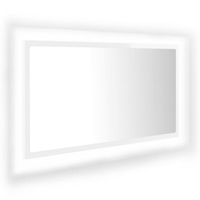 LED-kylpyhuonepeili korkeakiilto valk. 80x8,5x37 cm akryyli