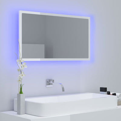 LED-kylpyhuonepeili korkeakiilto valk. 80x8,5x37 cm akryyli