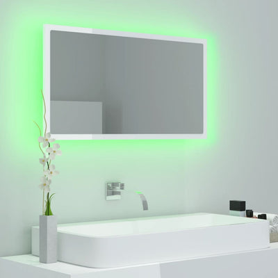 LED-kylpyhuonepeili korkeakiilto valk. 80x8,5x37 cm akryyli