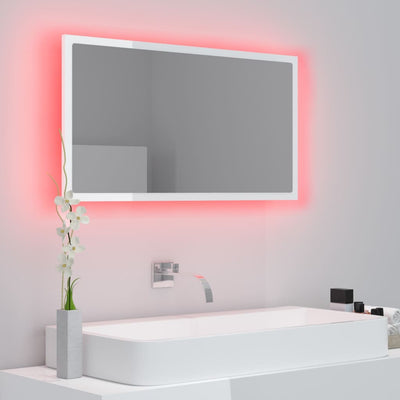 LED-kylpyhuonepeili korkeakiilto valk. 80x8,5x37 cm akryyli