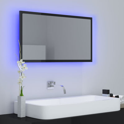 LED-kylpyhuonepeili korkeakiilto musta 80x8,5x37 cm akryyli