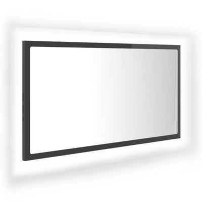 LED-kylpyhuonepeili korkeakiilto harmaa 80x8,5x37 cm akryyli
