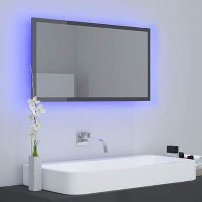 LED-kylpyhuonepeili korkeakiilto harmaa 80x8,5x37 cm akryyli