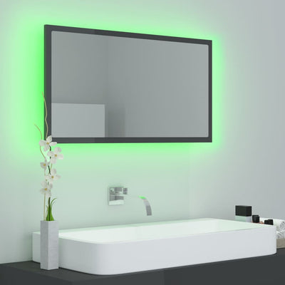 LED-kylpyhuonepeili korkeakiilto harmaa 80x8,5x37 cm akryyli