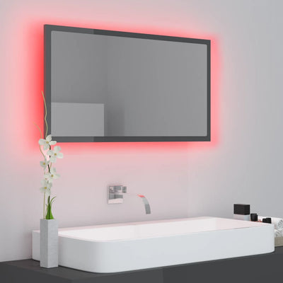 LED-kylpyhuonepeili korkeakiilto harmaa 80x8,5x37 cm akryyli
