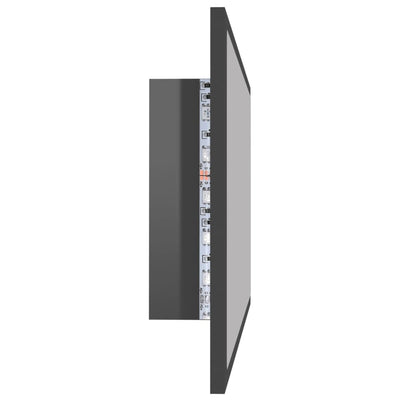 LED-kylpyhuonepeili korkeakiilto harmaa 80x8,5x37 cm akryyli