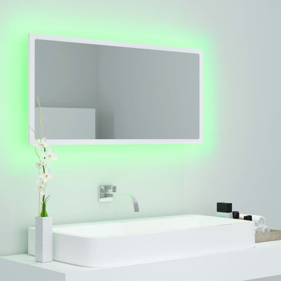LED-kylpyhuonepeili valkoinen 90x8,5x37 cm akryyli