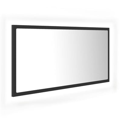 LED-kylpyhuonepeili harmaa 90x8,5x37 cm akryyli
