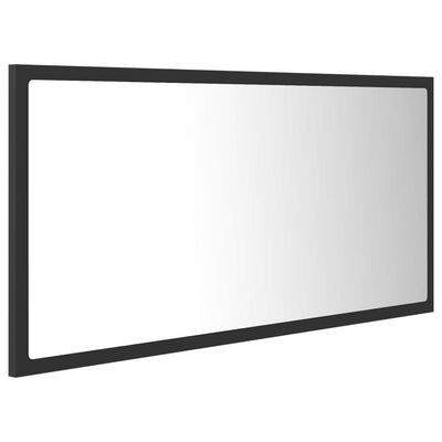 LED-kylpyhuonepeili harmaa 90x8,5x37 cm akryyli