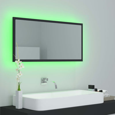LED-kylpyhuonepeili harmaa 90x8,5x37 cm akryyli