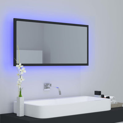 LED-kylpyhuonepeili harmaa 90x8,5x37 cm akryyli