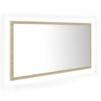 LED-kylpyhuonepeili Sonoma-tammi 90x8,5x37 cm akryyli