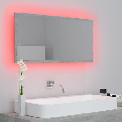 LED-kylpyhuonepeili betoninharmaa 90x8,5x37 cm akryyli