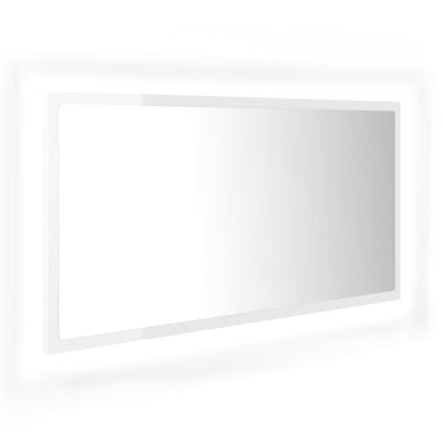 LED-kylpyhuonepeili korkeakiilto valkoinen 90x8,5x37 cm akryyli