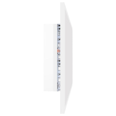 LED-kylpyhuonepeili korkeakiilto valkoinen 90x8,5x37 cm akryyli
