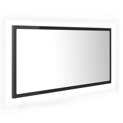 Kylpyhuonepeili LED korkeakiilto harmaa 90x8,5x37 cm akryyli