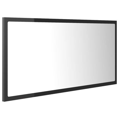 Kylpyhuonepeili LED korkeakiilto harmaa 90x8,5x37 cm akryyli